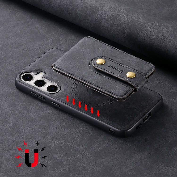 For Samsung Galaxy S24+ 5G Denior D14 NK Retro Pattern MagSafe Magnetic Card Holder Leather Phone Case(Black)