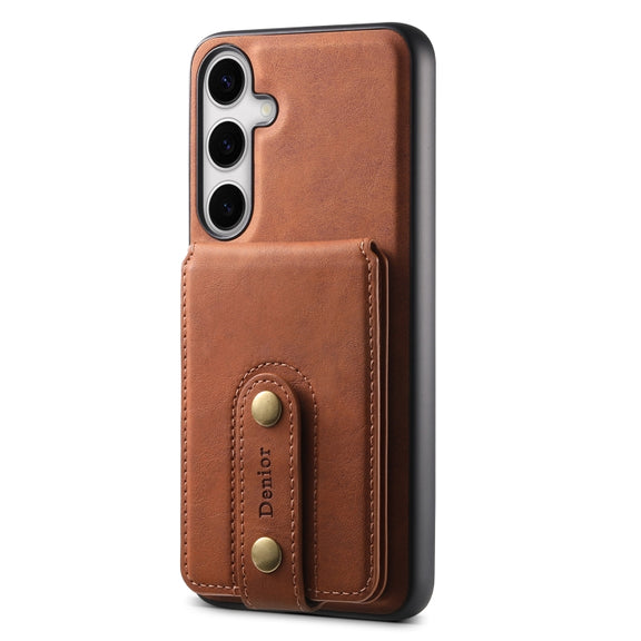 For Samsung Galaxy S24 5G Denior D14 NK Retro Pattern MagSafe Magnetic Card Holder Leather Phone Case(Brown)
