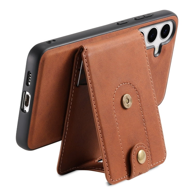 For Samsung Galaxy S24 5G Denior D14 NK Retro Pattern MagSafe Magnetic Card Holder Leather Phone Case(Brown)