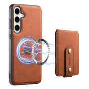 For Samsung Galaxy S24 5G Denior D14 NK Retro Pattern MagSafe Magnetic Card Holder Leather Phone Case(Brown)