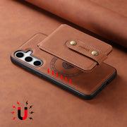 For Samsung Galaxy S24 5G Denior D14 NK Retro Pattern MagSafe Magnetic Card Holder Leather Phone Case(Brown)