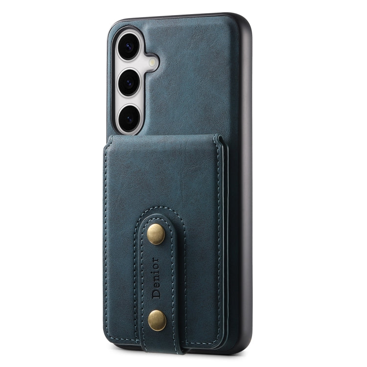 For Samsung Galaxy S24 5G Denior D14 NK Retro Pattern MagSafe Magnetic Card Holder Leather Phone Case(Blue)