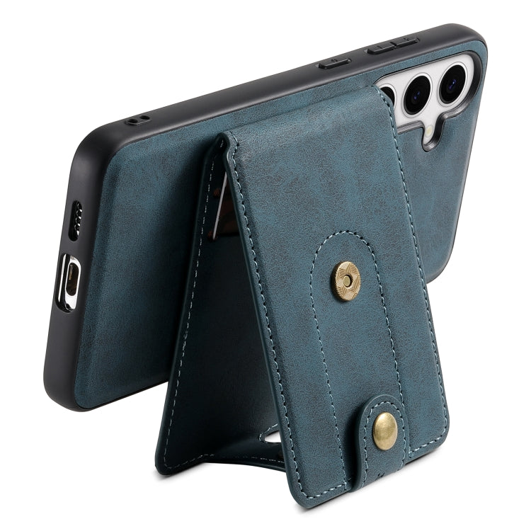 For Samsung Galaxy S24 5G Denior D14 NK Retro Pattern MagSafe Magnetic Card Holder Leather Phone Case(Blue)
