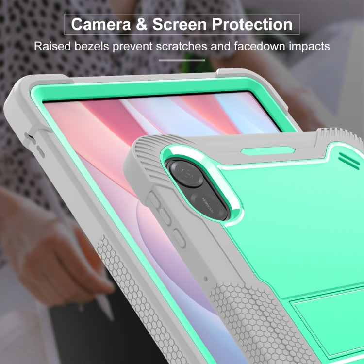 For Honor Pad X9 Shockproof Silicone Hybrid PC Tablet Case with Holder(Mint Green + Grey) - Honor by PMC TechLife | Online Shopping South Africa | PMC TechLife | Buy Now Pay Later Mobicred