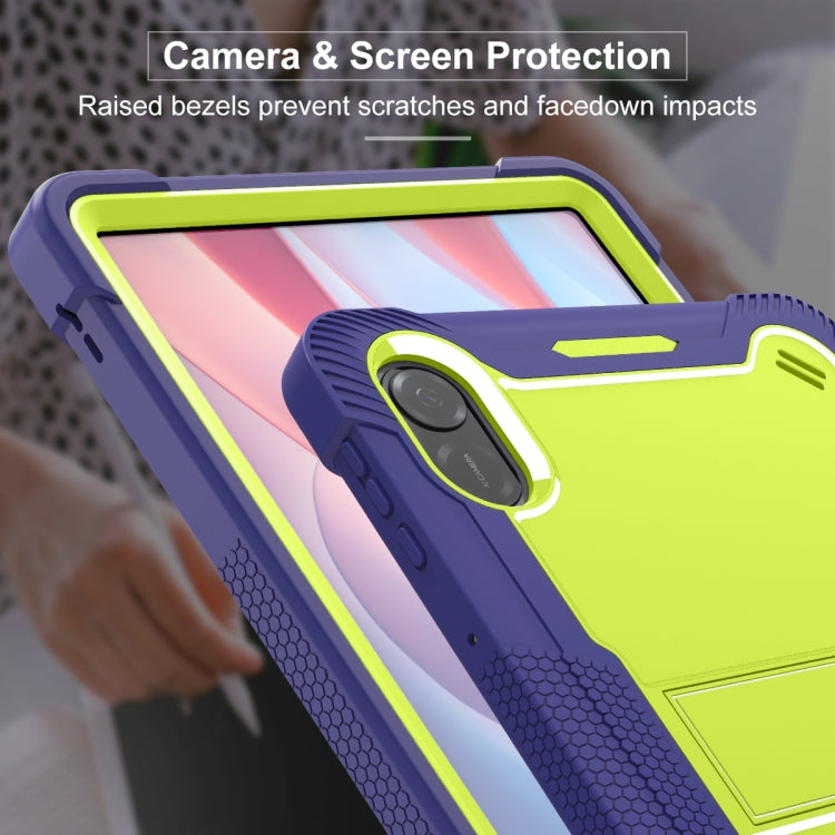 For Honor Pad X9 / X8 Pro Shockproof Silicone Hybrid PC Tablet Case with Holder(Yellow Green + Navy Blue) - Honor by PMC TechLife | Online Shopping South Africa | PMC TechLife | Buy Now Pay Later Mobicred