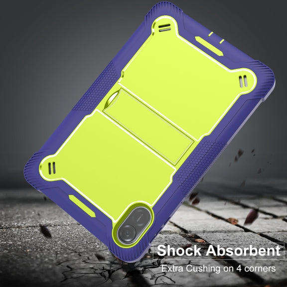 For Honor Pad X9 / X8 Pro Shockproof Silicone Hybrid PC Tablet Case with Holder(Yellow Green + Navy Blue)
