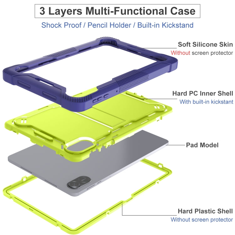 For Honor Pad X9 / X8 Pro Shockproof Silicone Hybrid PC Tablet Case with Holder(Yellow Green + Navy Blue) - Honor by PMC TechLife | Online Shopping South Africa | PMC TechLife | Buy Now Pay Later Mobicred