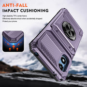 For Motorola Moto G Play 4G 2024 TPU+PC Shockproof Card Slot Phone Case with Metal Ring Holder(Purple)