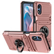 For Motorola Moto G Play 4G 2024 TPU+PC Shockproof Card Slot Phone Case with Metal Ring Holder(Rose Gold) - Motorola Cases by PMC Jewellery | Online Shopping South Africa | PMC Jewellery | Buy Now Pay Later Mobicred