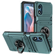 For Motorola Moto G Play 4G 2024 TPU+PC Shockproof Card Slot Phone Case with Metal Ring Holder(Green) - Motorola Cases by PMC Jewellery | Online Shopping South Africa | PMC Jewellery | Buy Now Pay Later Mobicred