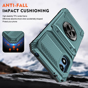 For Motorola Moto G Play 4G 2024 TPU+PC Shockproof Card Slot Phone Case with Metal Ring Holder(Green)
