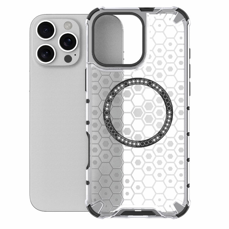 For iPhone 16 Pro Max Honeycomb Magnetic Ring Shockproof Phone Case(White) - iPhone 16 Pro Max Cases by PMC TechLife | Online Shopping South Africa | PMC TechLife | Buy Now Pay Later Mobicred