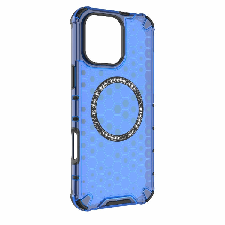 For iPhone 16 Pro Max Honeycomb Magnetic Ring Shockproof Phone Case(Blue) - iPhone 16 Pro Max Cases by PMC TechLife | Online Shopping South Africa | PMC TechLife | Buy Now Pay Later Mobicred