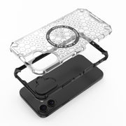 For iPhone 16 Plus Honeycomb Magnetic Ring Shockproof Phone Case(Green)