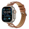 For Apple Watch Ultra 2 49mm Stitched Flower Leather Watch Band(Brown) - Watch Bands by PMC TechLife | Online Shopping South Africa | PMC TechLife | Buy Now Pay Later Mobicred