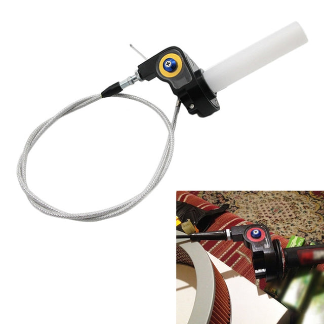 Off-road Motorcycle Modified 22mm Handle Throttle Clamp Hand Grip Big Torque Oil Visual Throttle Accelerator for with Cable(Gold with Silver Throttle Cable)