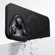 For Huawei Pura 70 Double Ring MagSafe Holder Carbon Fibre Phone Case(Black)