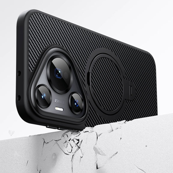 For Huawei Pura 70 Double Ring MagSafe Holder Carbon Fibre Phone Case(Black)