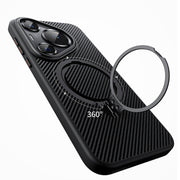 For Huawei Pura 70 Double Ring MagSafe Holder Carbon Fibre Phone Case(Silver)