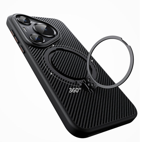 For Huawei Pura 70 Double Ring MagSafe Holder Carbon Fibre Phone Case(Silver)