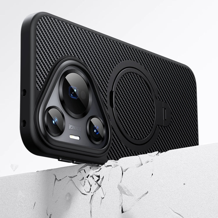 For Huawei Pura 70 Double Ring MagSafe Holder Carbon Fibre Phone Case(Silver)