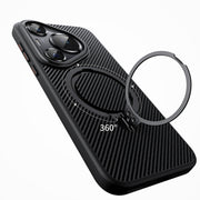 For Huawei Pura 70 Pro Double Ring MagSafe Holder Carbon Fibre Phone Case(Black)