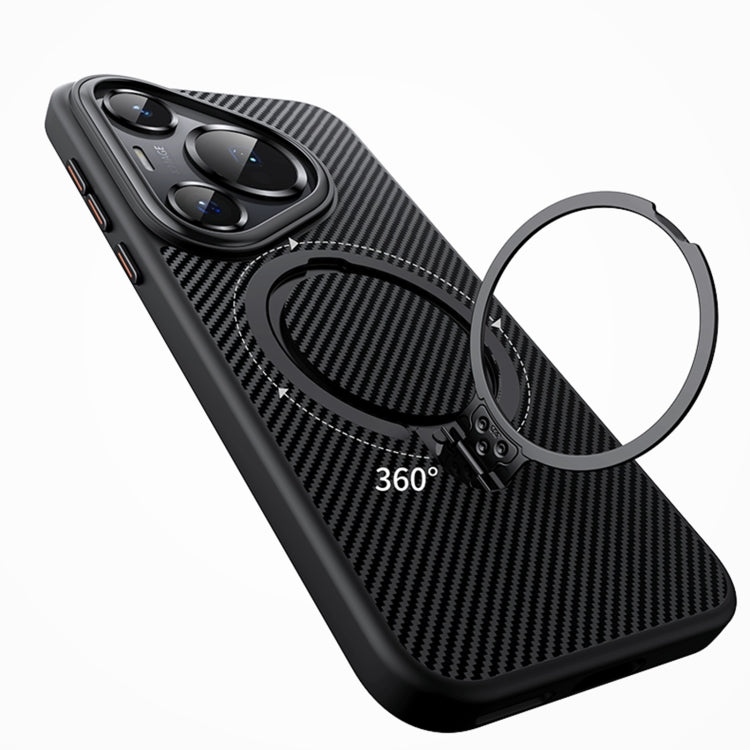 For Huawei Pura 70 Pro Double Ring MagSafe Holder Carbon Fibre Phone Case(Black)