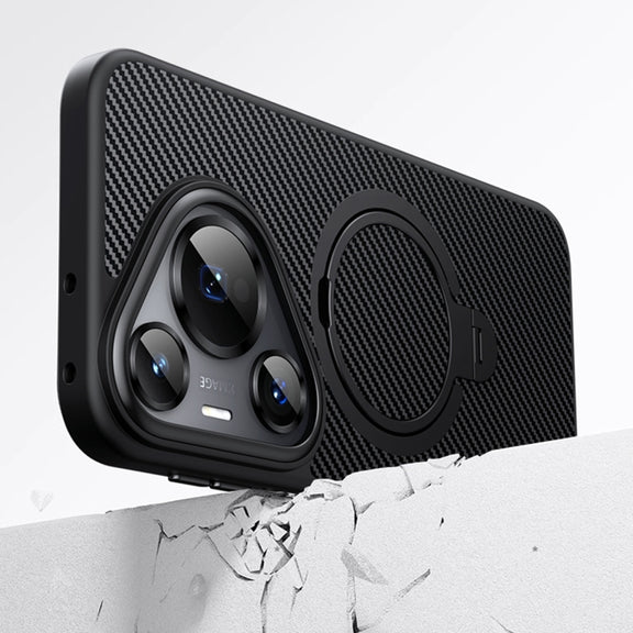 For Huawei Pura 70 Pro Double Ring MagSafe Holder Carbon Fibre Phone Case(Black)