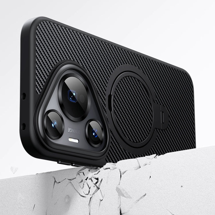 For Huawei Pura 70 Pro Double Ring MagSafe Holder Carbon Fibre Phone Case(Black)