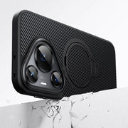 For Huawei Pura 70 Pro Double Ring MagSafe Holder Carbon Fibre Phone Case(Silver)
