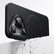 For Huawei Pura 70 Ultra Double Ring MagSafe Holder Carbon Fibre Phone Case(Silver)