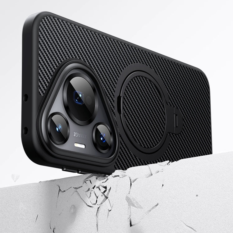 For Huawei Pura 70 Ultra Double Ring MagSafe Holder Carbon Fibre Phone Case(Silver)
