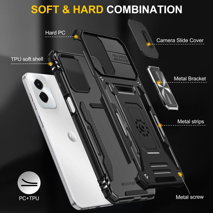 For Motorola Moto G Play 5G 2024 Armor PC + TPU Camera Shield Phone Case(Black)
