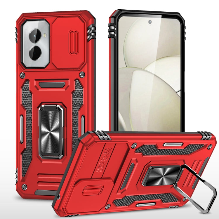 For Motorola Moto G Play 5G 2024 Armor PC + TPU Camera Shield Phone Case(Red) - Motorola Cases by PMC Jewellery | Online Shopping South Africa | PMC Jewellery | Buy Now Pay Later Mobicred