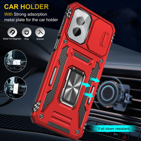 For Motorola Moto G Play 5G 2024 Armor PC + TPU Camera Shield Phone Case(Red)
