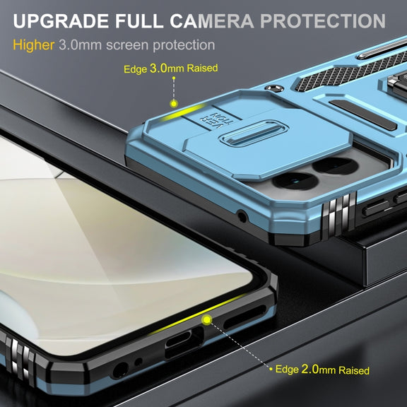 For Motorola Moto G Play 5G 2024 Armor PC + TPU Camera Shield Phone Case(Light Blue)
