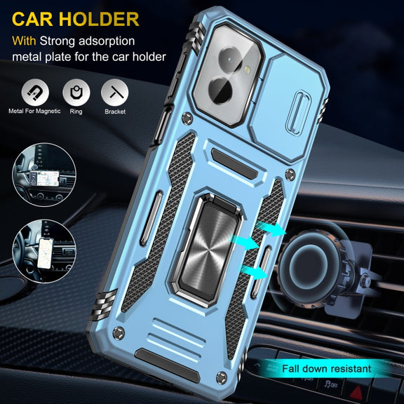 For Motorola Moto G Play 5G 2024 Armor PC + TPU Camera Shield Phone Case(Light Blue)