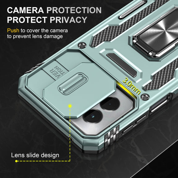 For Motorola Moto G Power 2024 Armor PC + TPU Camera Shield Phone Case(Alpine Green)