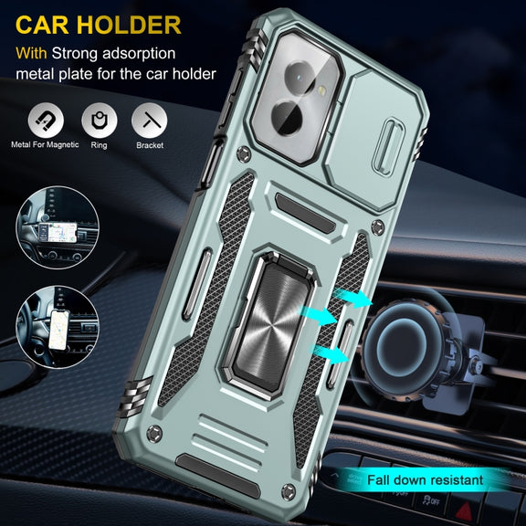 For Motorola Moto G Power 2024 Armor PC + TPU Camera Shield Phone Case(Alpine Green)