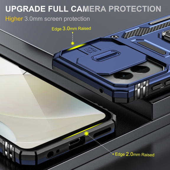 For Motorola Moto G Stylus 5G 2024 Armor PC + TPU Camera Shield Phone Case(Navy Blue)
