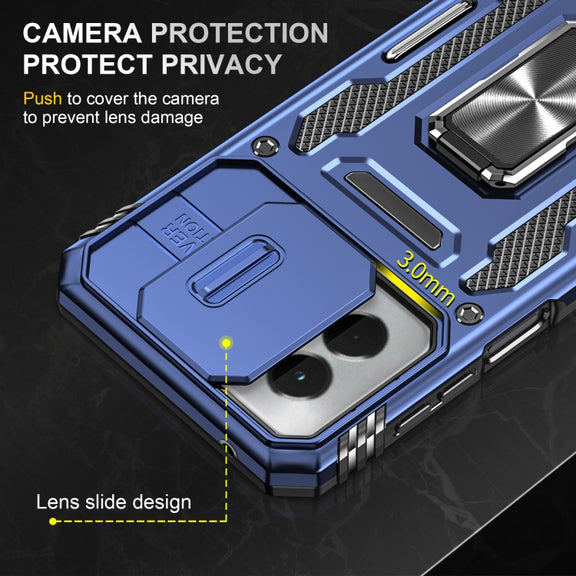 For Motorola Moto G Stylus 5G 2024 Armor PC + TPU Camera Shield Phone Case(Navy Blue)