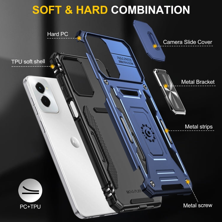 For Motorola Moto G Stylus 5G 2024 Armor PC + TPU Camera Shield Phone Case(Navy Blue)