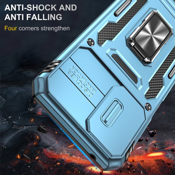 For Motorola Moto G Stylus 5G 2024 Armor PC + TPU Camera Shield Phone Case(Light Blue)