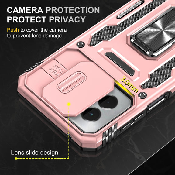 For Motorola Moto G Stylus 5G 2024 Armor PC + TPU Camera Shield Phone Case(Rose Gold)