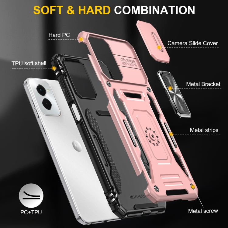 For Motorola Moto G Stylus 5G 2024 Armor PC + TPU Camera Shield Phone Case(Rose Gold)