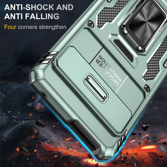 For Google Pixel 9 Pro XL 6.8 Armor PC + TPU Camera Shield Phone Case(Alpine Green)