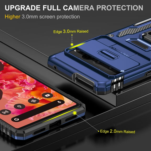 For Google Pixel 9 Pro XL 6.8 Armor PC + TPU Camera Shield Phone Case(Navy Blue)