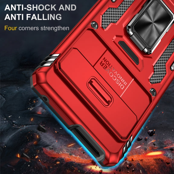 For Google Pixel 9 Pro XL 6.8 Armor PC + TPU Camera Shield Phone Case(Red)