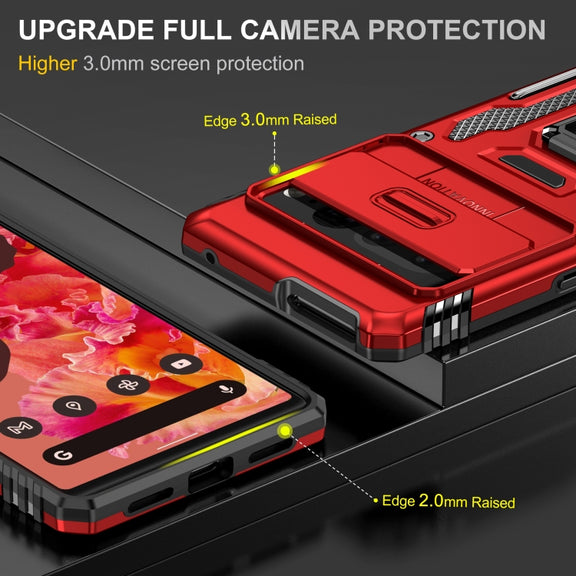 For Google Pixel 9 Pro XL 6.8 Armor PC + TPU Camera Shield Phone Case(Red)