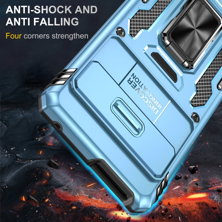 For Google Pixel 9 Pro XL 6.8 Armor PC + TPU Camera Shield Phone Case(Light Blue)